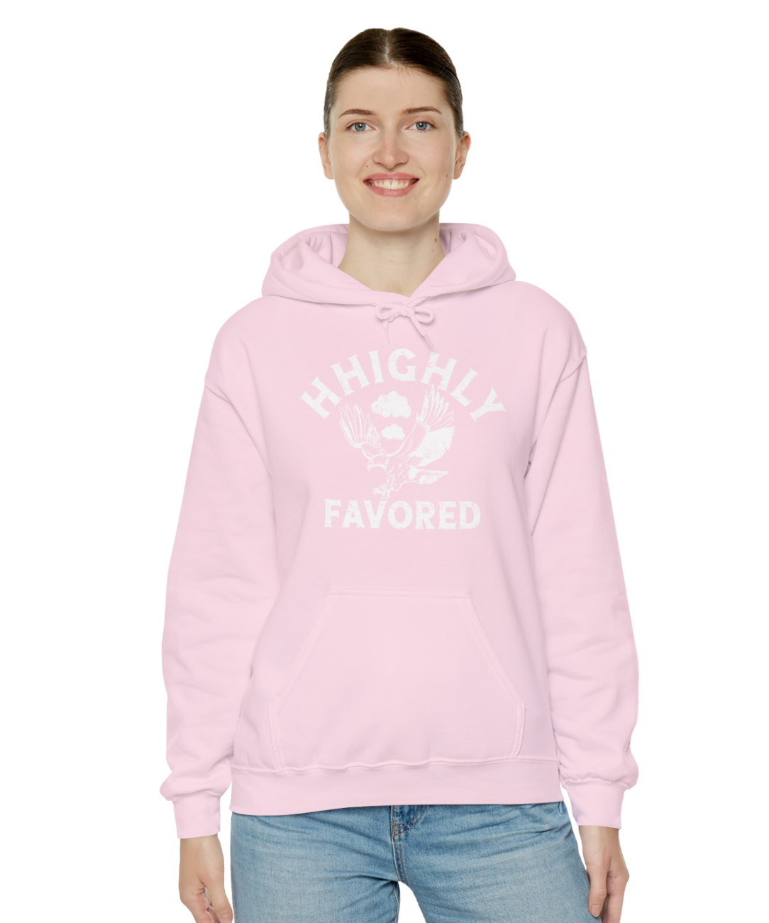 "HHighly Favored" Light Pink Hoodie